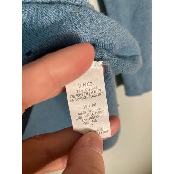 Vince Lightweight Semi- Sheer Wool Cashmere Sweater Robin's Egg Blue ~ Sz M - Picture 9 of 9